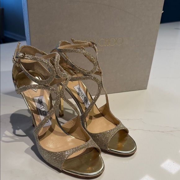 Jimmy Choo Glittering Gold Heels - Picture 3 of 6